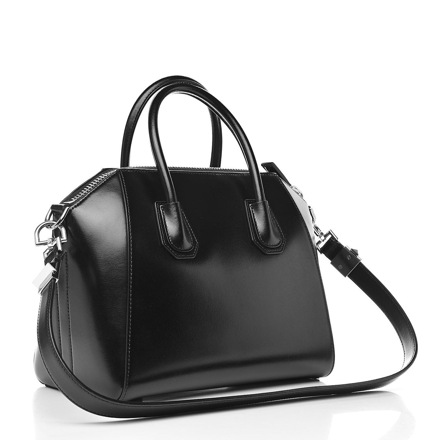 Shiny Lord Calfskin Small Antigona Black