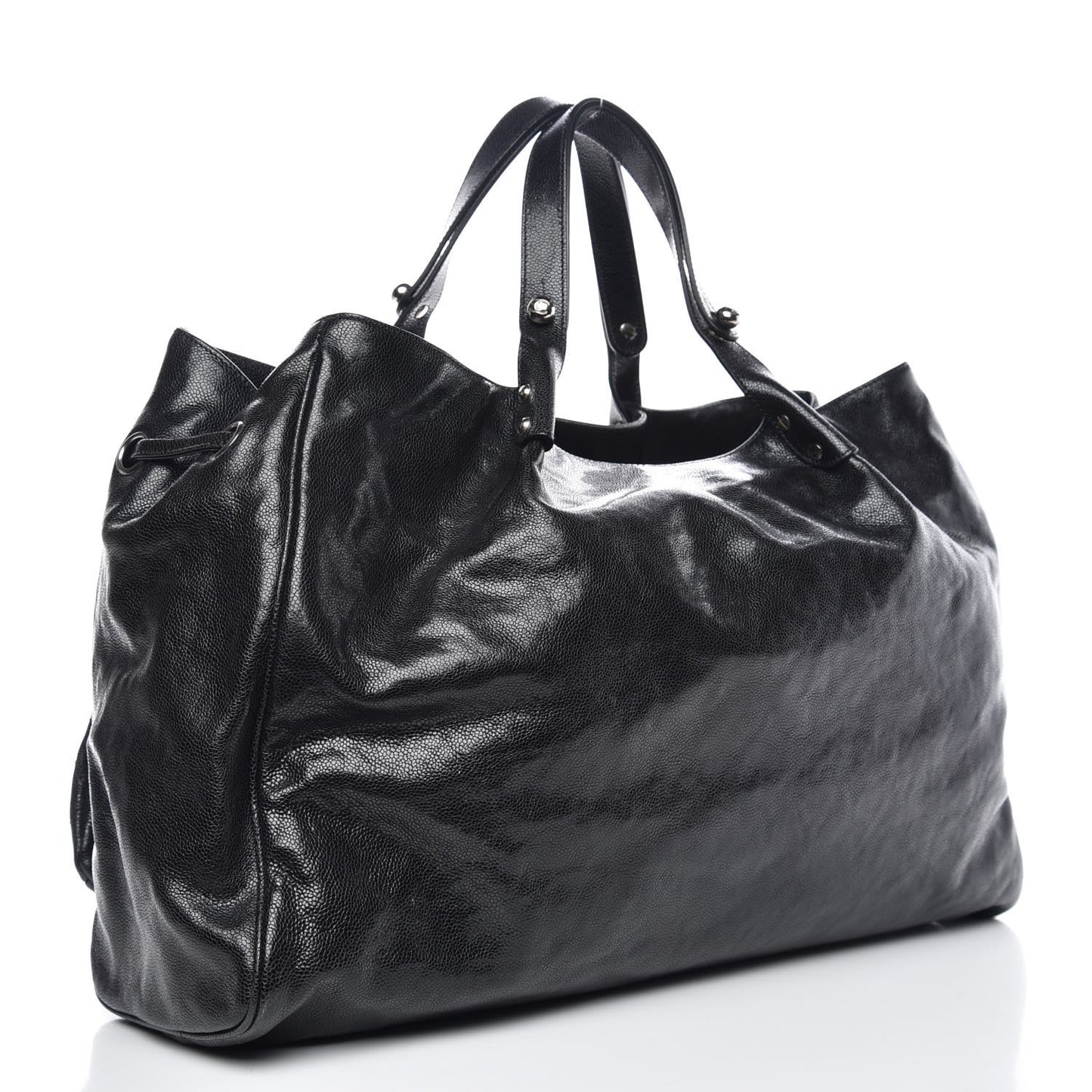 Glazed Caviar Large Pocket In The City Tote Black