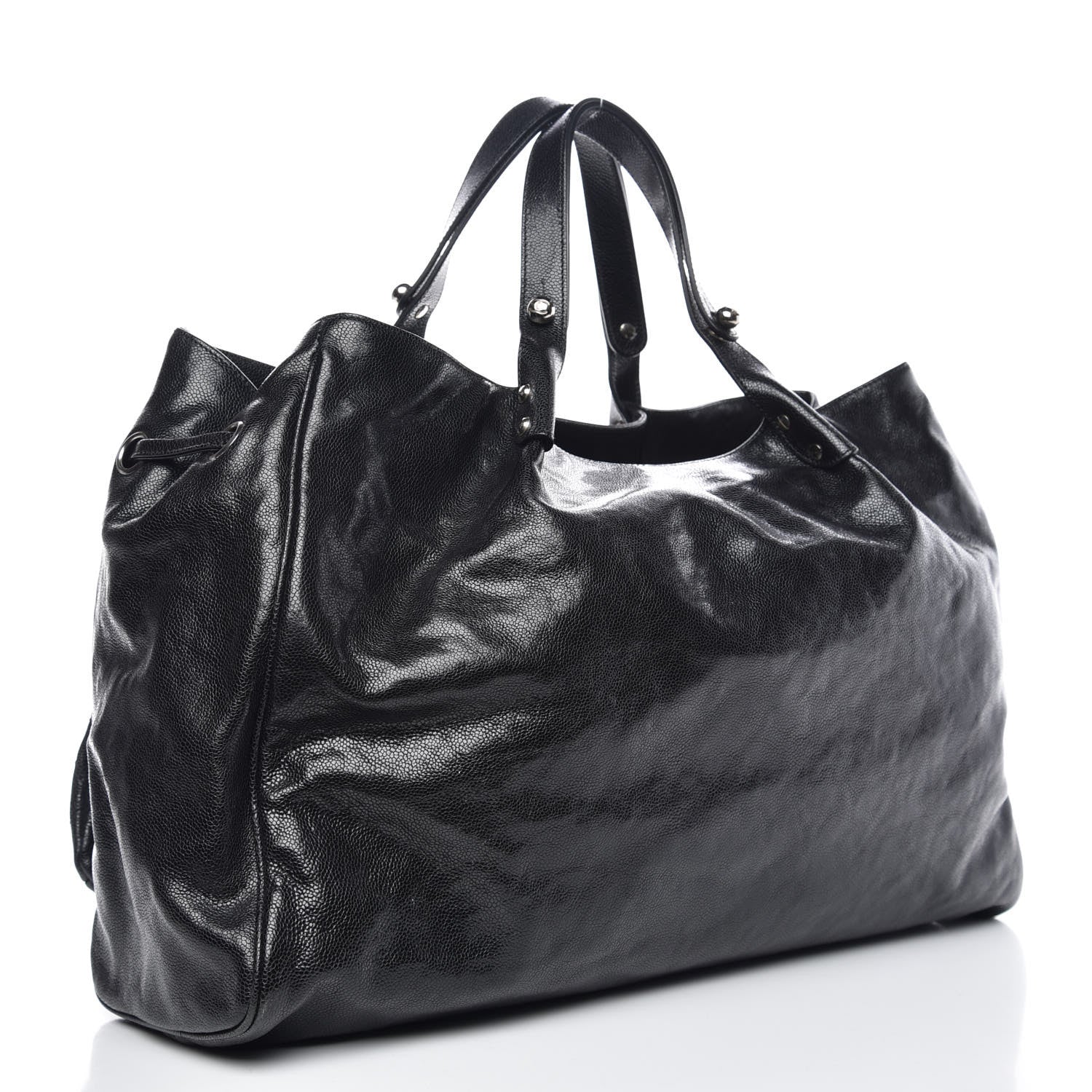 Chanel Glazed Caviar Large Pocket In The City Tote Black 3 of 13
