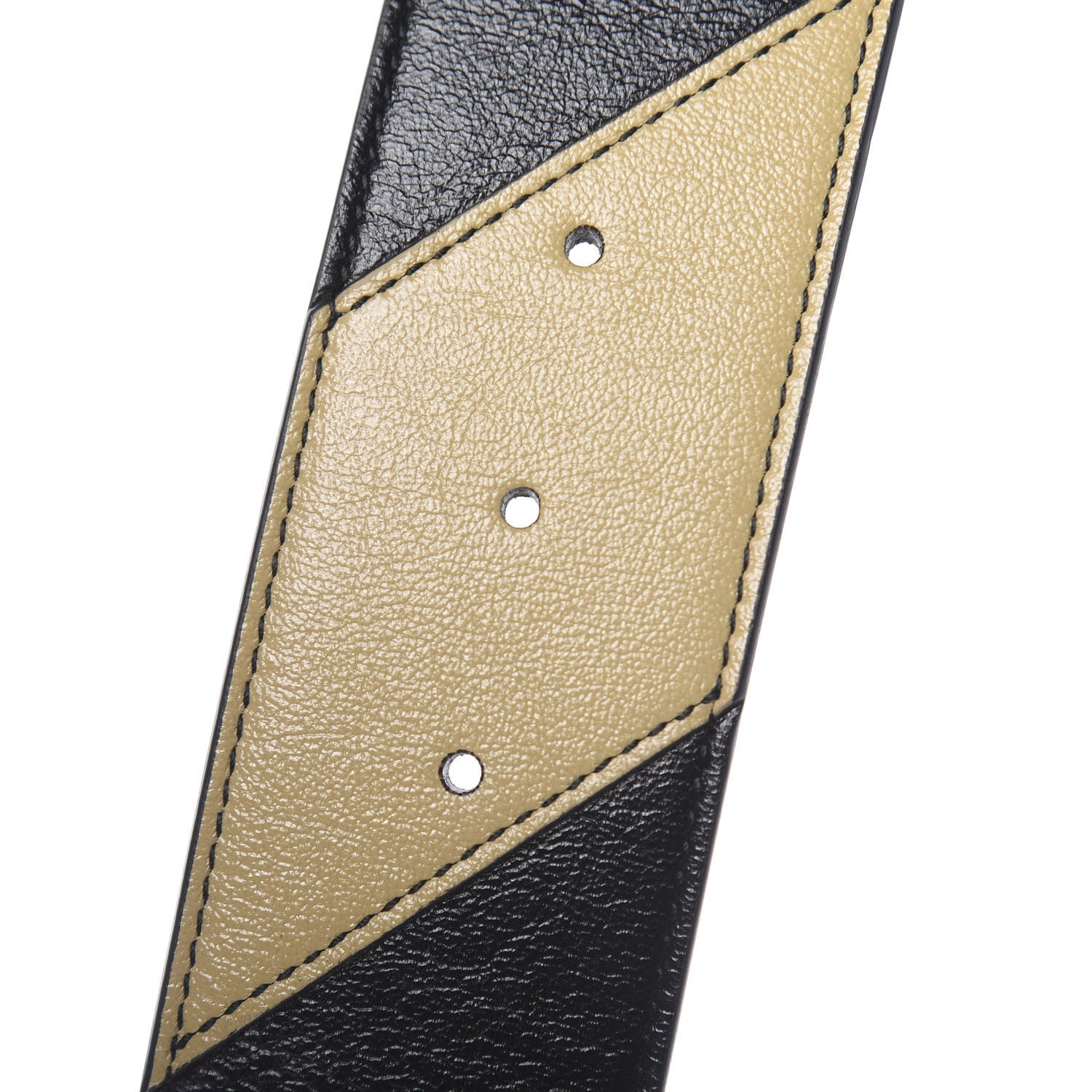 Gucci Calfskin Striped Textured Double G 50mm Belt 85 34 Black Beige 4 of 5