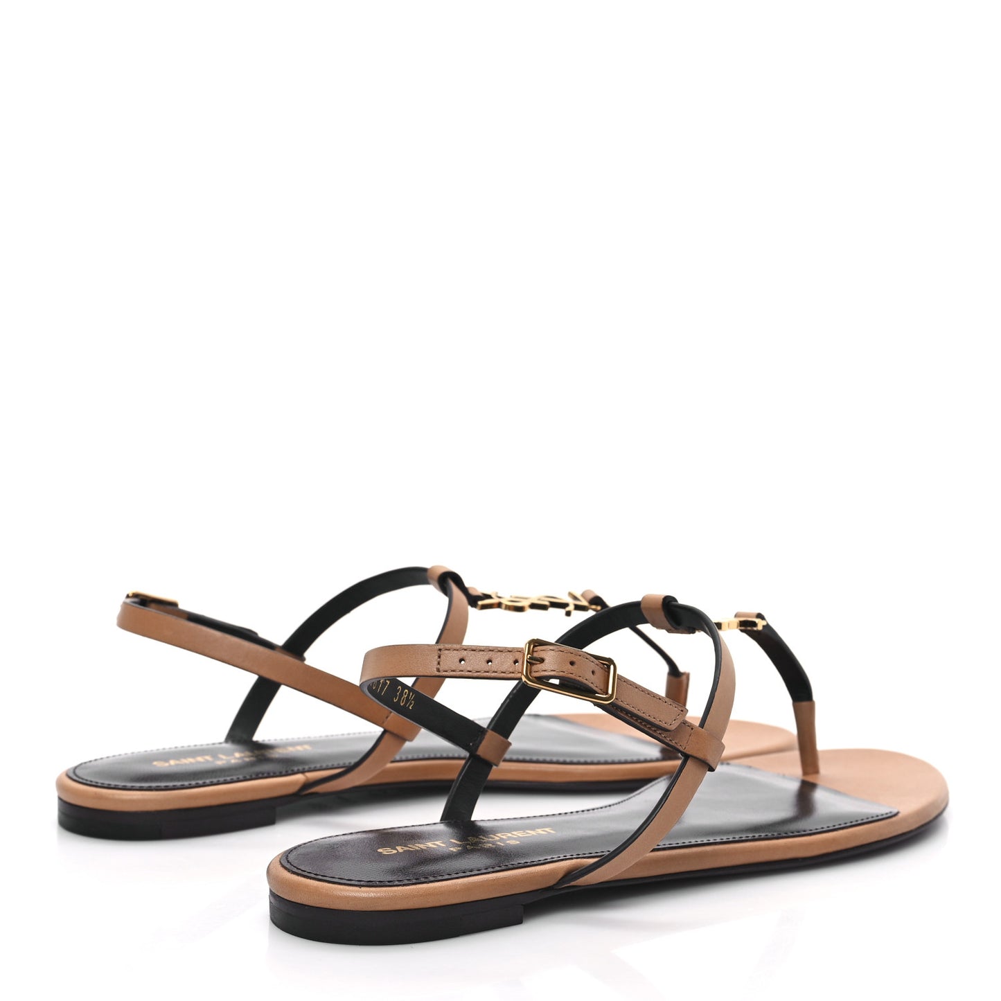 Calfskin Cassandra Monogram Sandals 38.5 Brown
