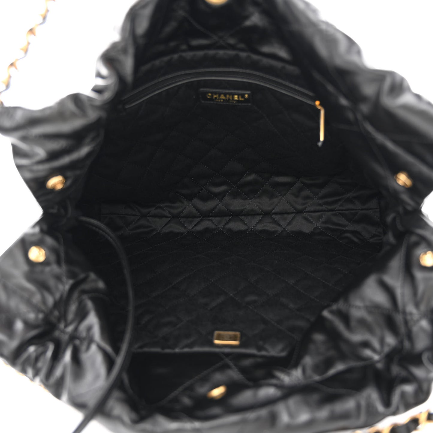 Shiny Calfskin Quilted Chanel 22 Black