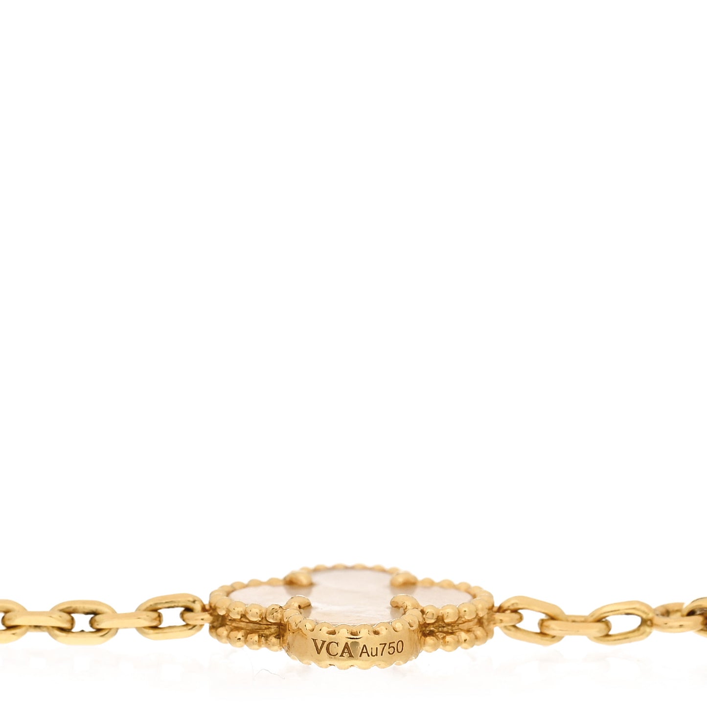 18K Yellow Gold Mother of Pearl 10 Motifs Vintage Alhambra Necklace