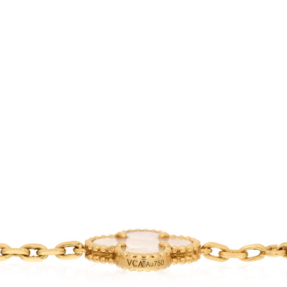 Van Cleef & Arpels 18K Yellow Gold Mother of Pearl 10 Motifs Vintage Alhambra Necklace 5 of 6