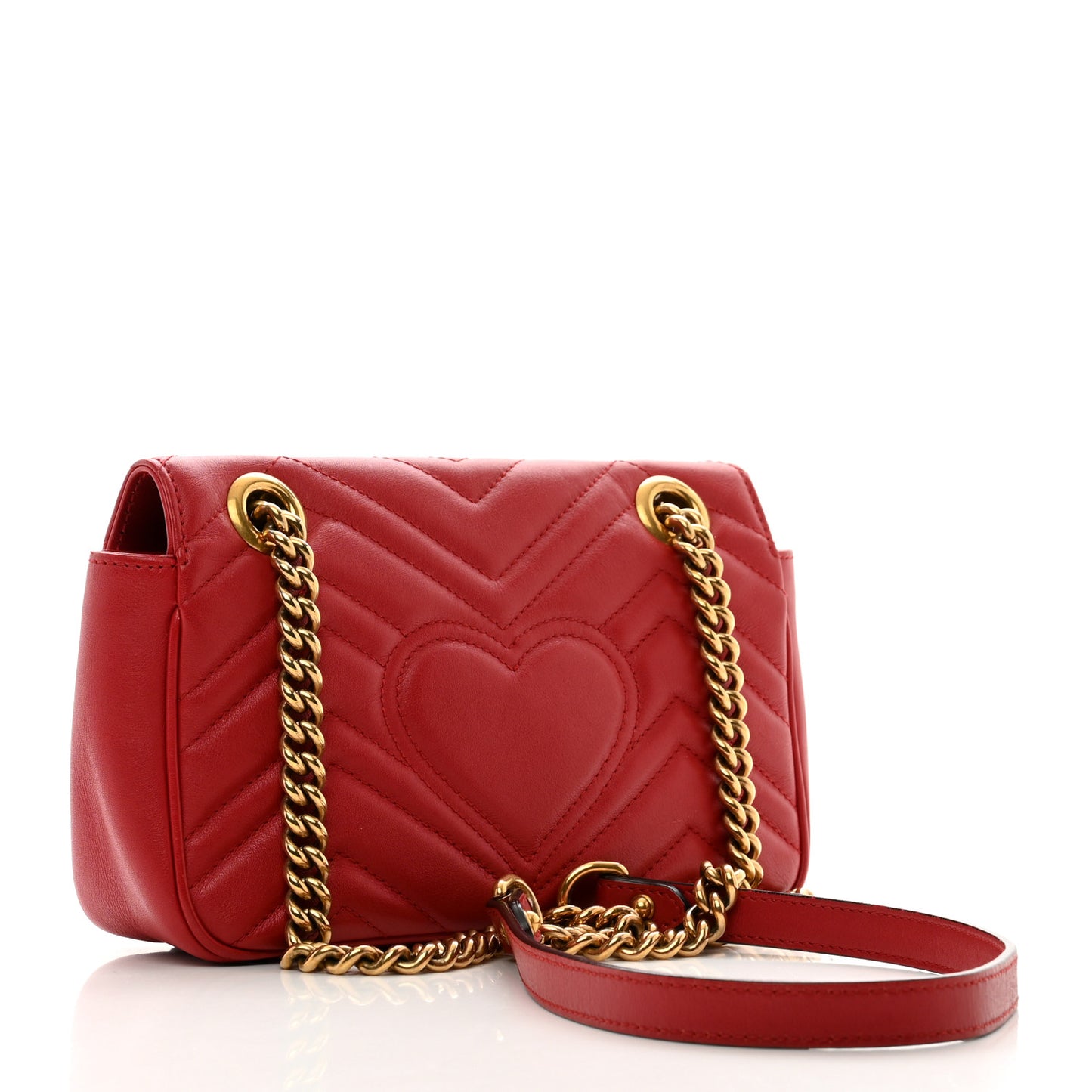 Calfskin Matelasse Mini GG Marmont Shoulder Bag Hibiscus Red