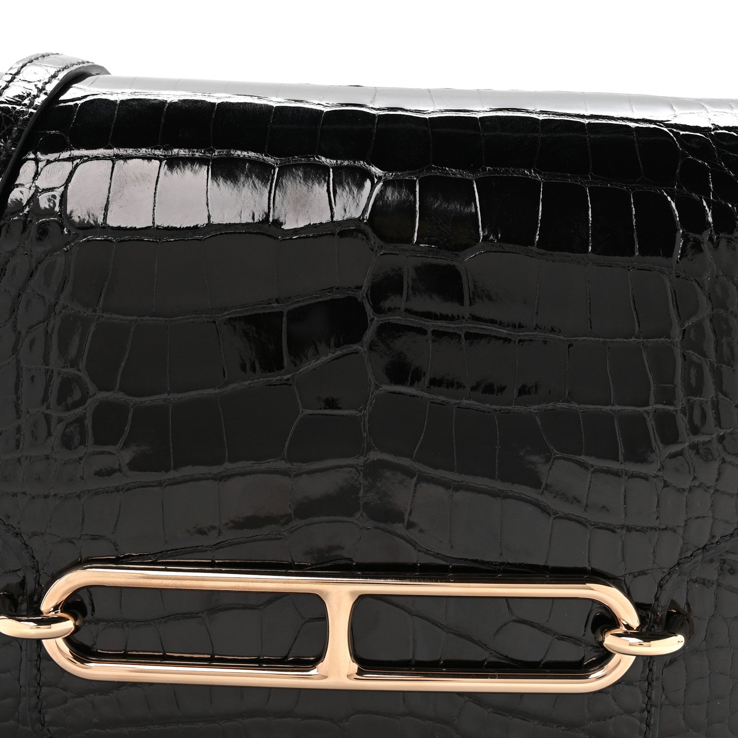 Hermes Shiny Alligator Mini Sac Roulis Black 7 of 10