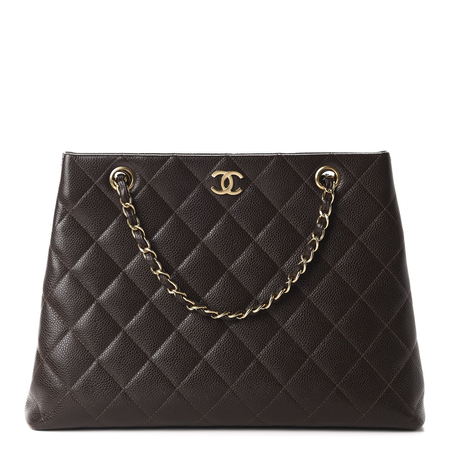 Chanel Caviar Quilted Shopper Tote Dark Brown 1 of 10
