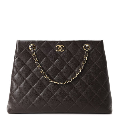 Chanel Caviar Quilted Shopper Tote Dark Brown 1 of 10