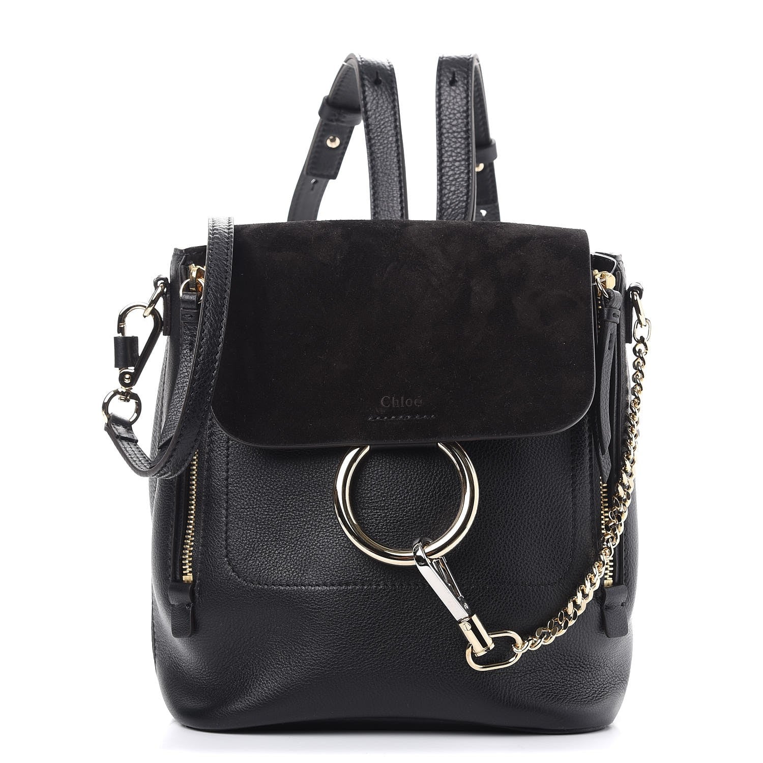 Chloe Suede Calfskin Small Faye Backpack Black 1 of 7