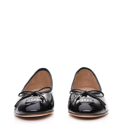 Chanel Patent CC Cap Toe Ballerina Flats 35.5 Black 2 of 9