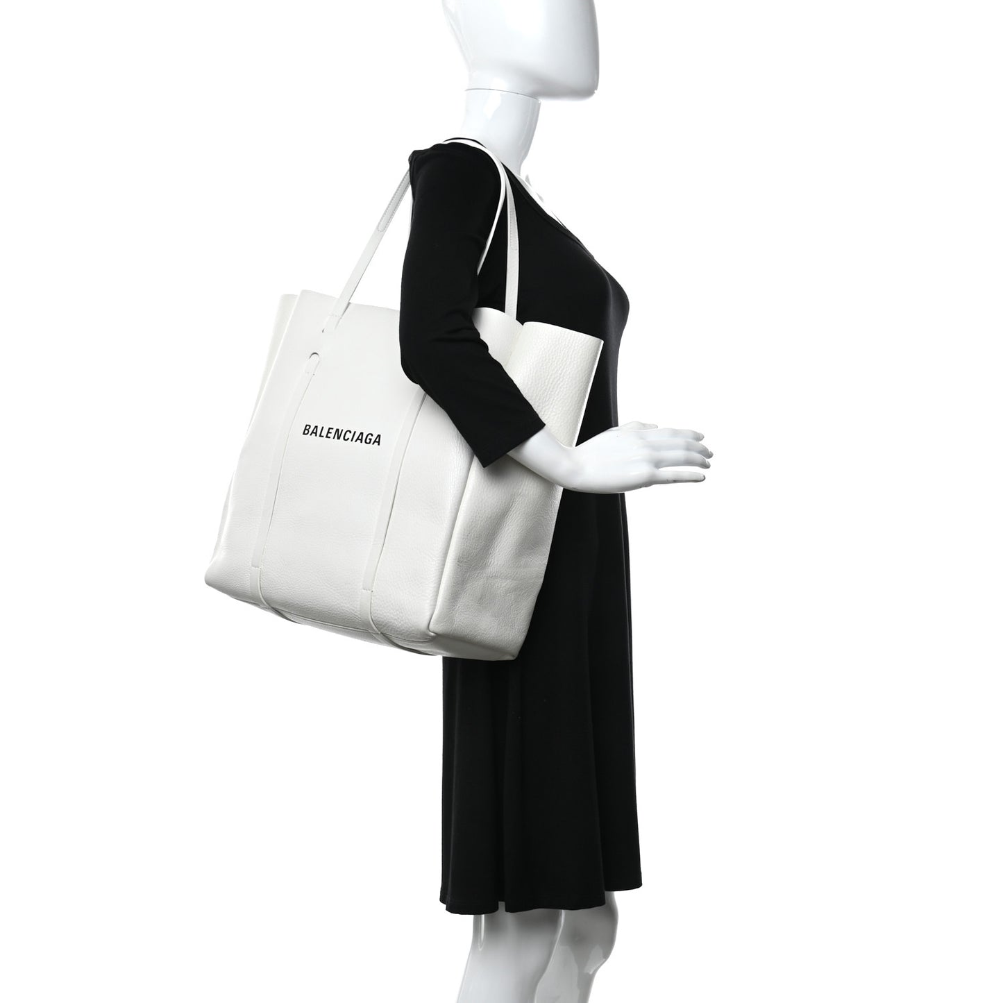 Smooth Calfskin Double Sided Medium Everyday Tote Optic White Black