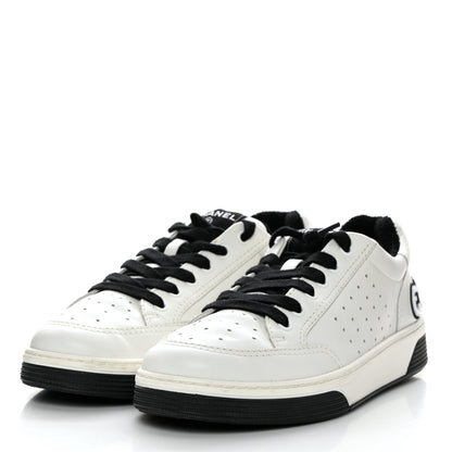 Chanel Calfskin Womens Logo Sneakers 40.5 White Black 3 of 9