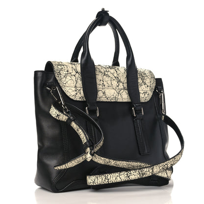 3.1 Phillip Lim Cracked Lambskin Large Pashli Satchel Black White 3 of 9