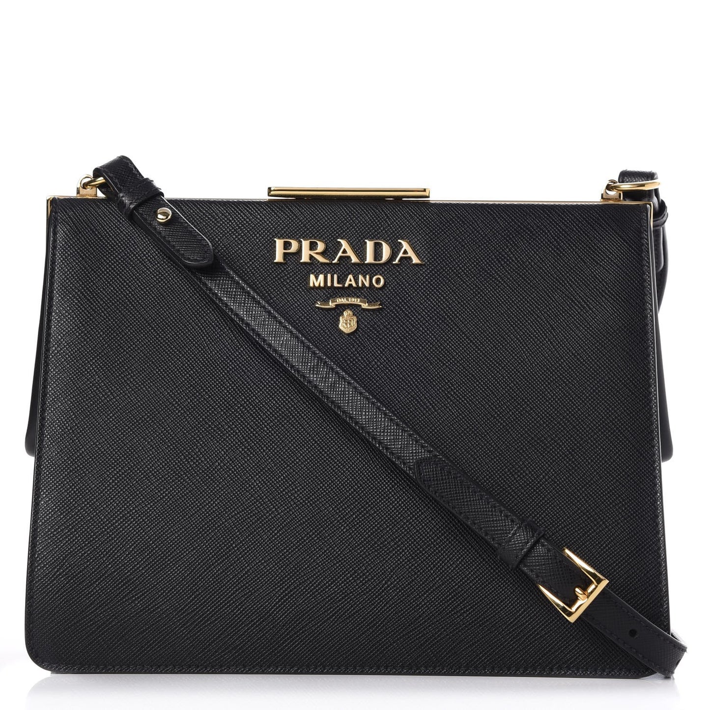 Saffiano City Calfskin Light Frame Bag Nero Black