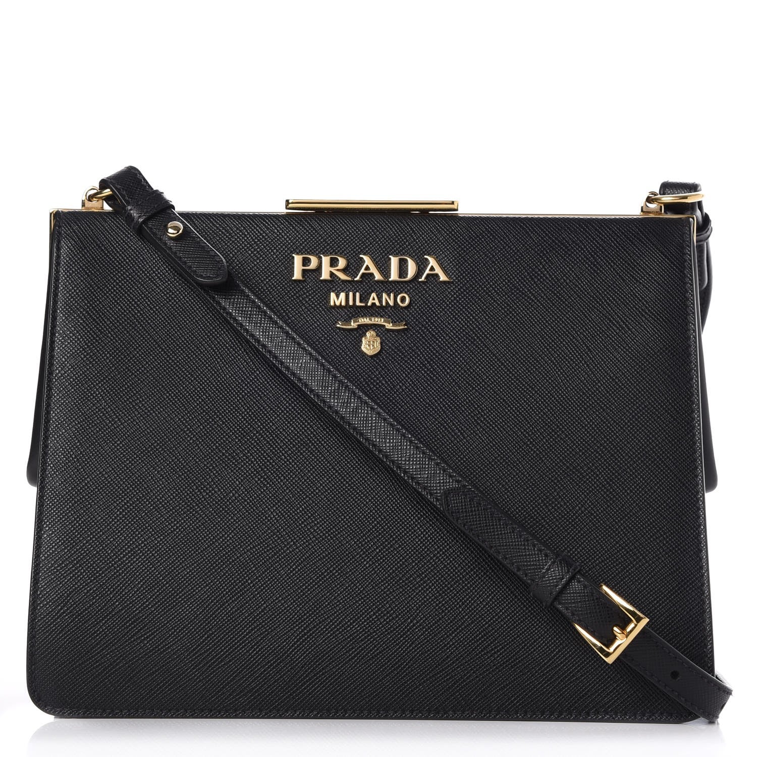 Prada Saffiano City Calfskin Light Frame Bag Nero Black 1 of 7