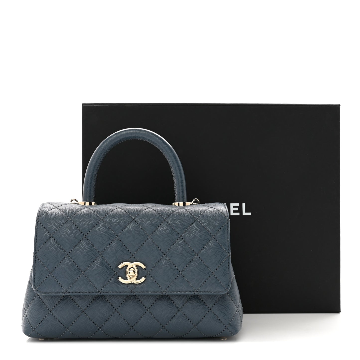 Caviar Quilted Mini Coco Handle Flap Blue