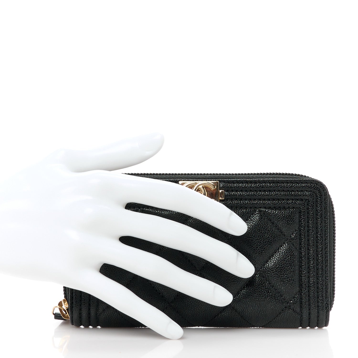 Chanel Caviar Quilted Small Boy Zip Around Wallet Black 2 of 10