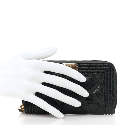 Chanel Caviar Quilted Small Boy Zip Around Wallet Black 2 of 10