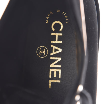 Chanel Velvet CC Lace Up Boots 40 Black 7 of 9