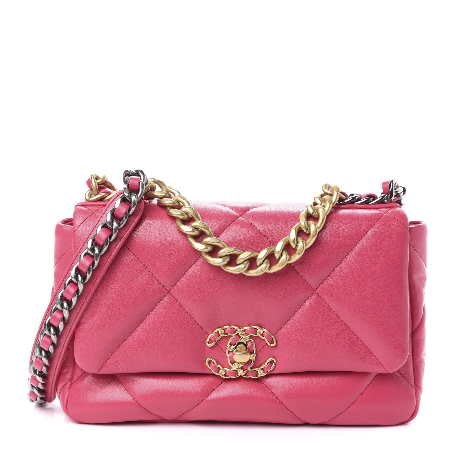 Chanel Lambskin Quilted Medium 19 Flap Dark Pink 1 of 10