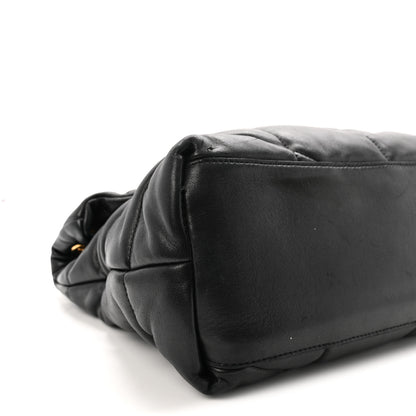 Saint Laurent Lambskin Quilted Medium Loulou Puffer Monogram Chain Satchel Black 8 of 9