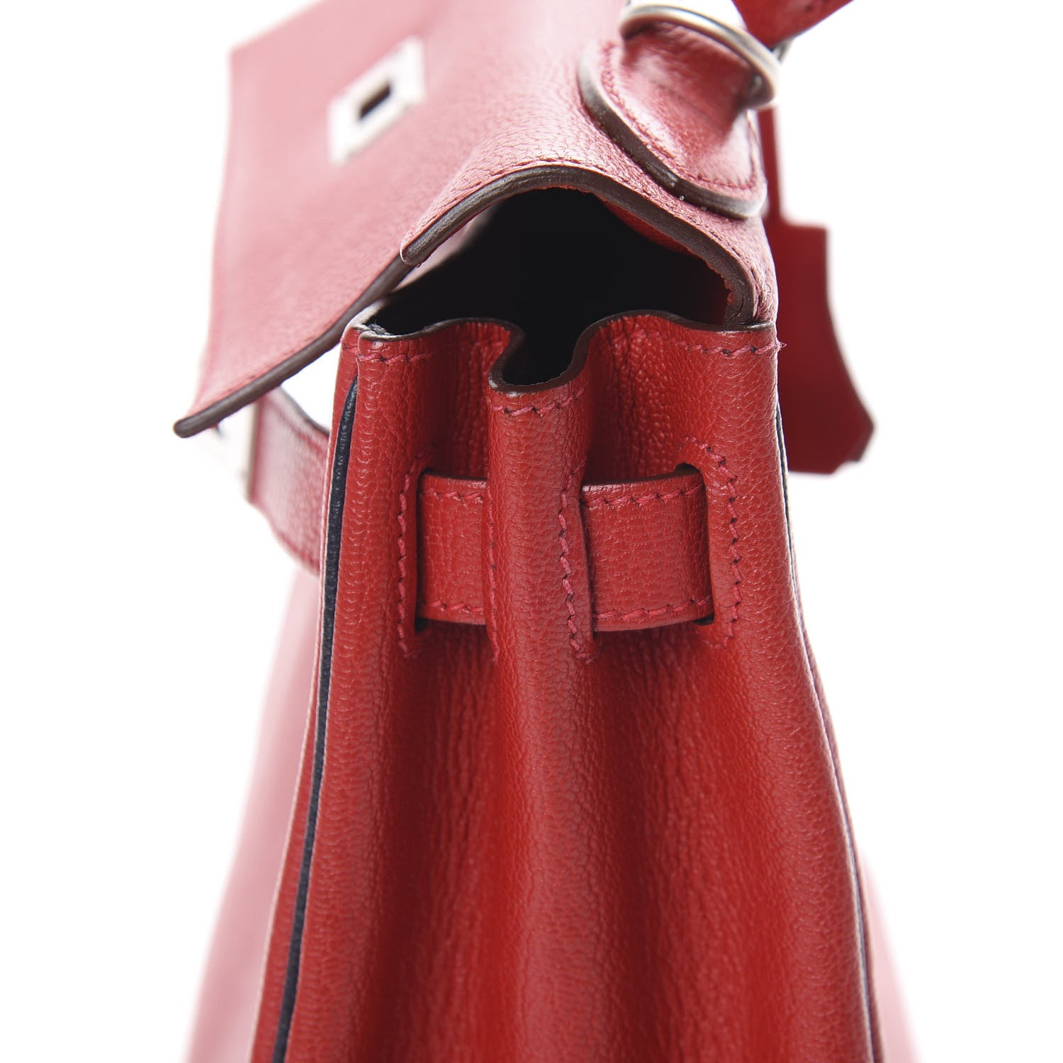 Hermes Chevre Mysore Horseshoe Kelly Retourne 28 Rouge Garance Bleu Obscur 16 of 38