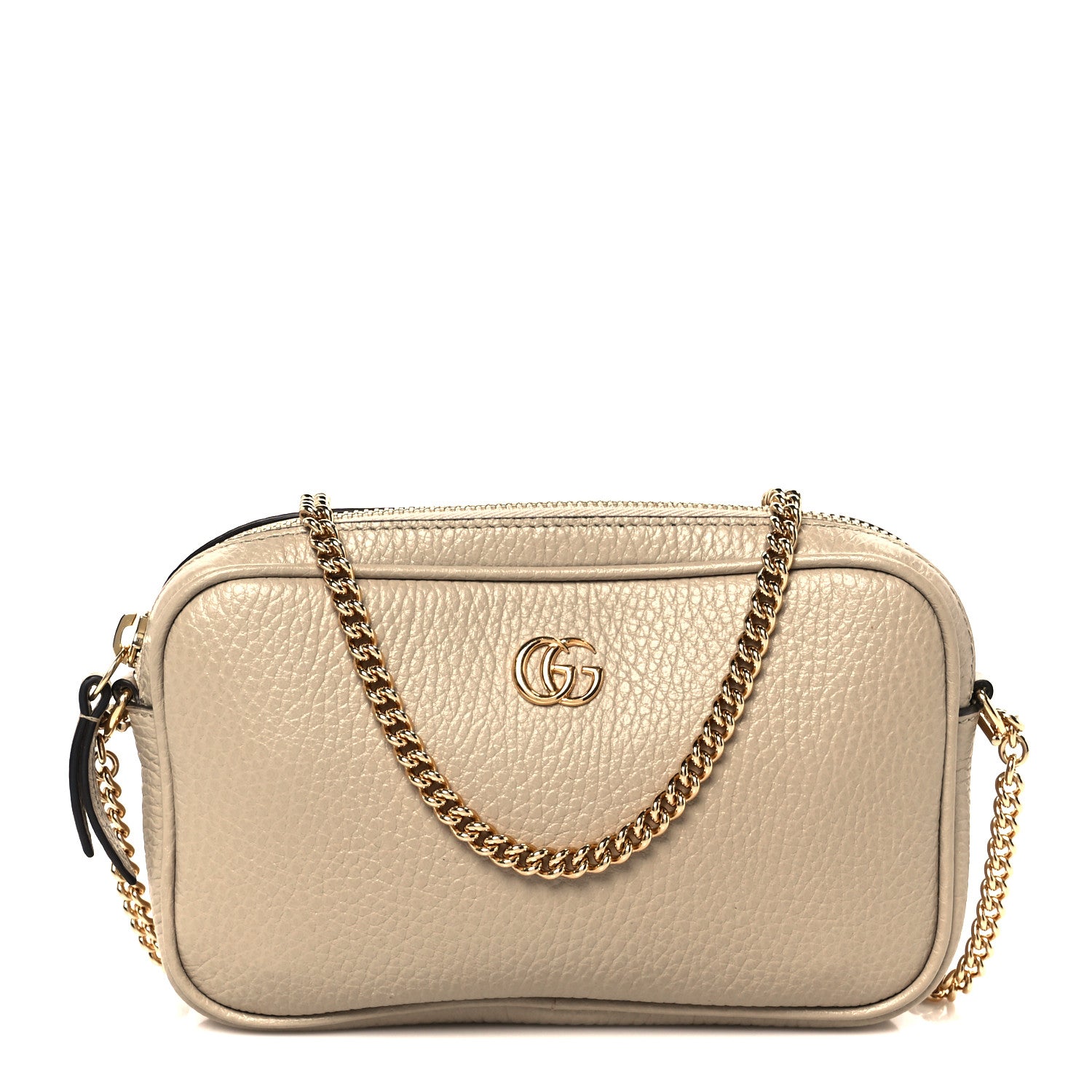 Gucci Dollar Calfskin Super Mini GG Marmont Chain Shoulder Bag Oatmeal 1 of 11
