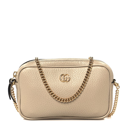 Gucci Dollar Calfskin Super Mini GG Marmont Chain Shoulder Bag Oatmeal 1 of 11