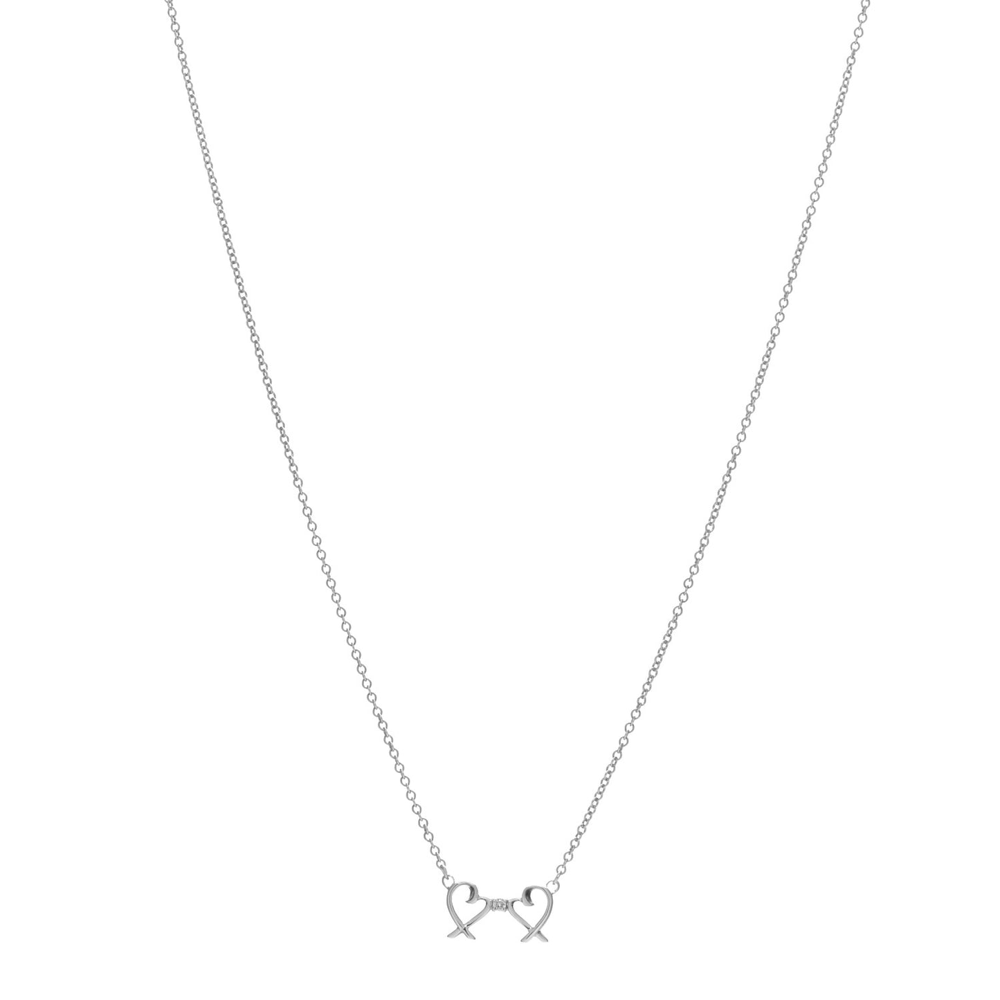 Sterling Silver Diamond Paloma Picasso Double Loving Heart Necklace