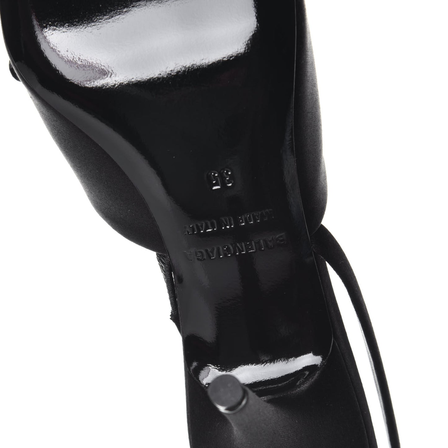 Satin Pointed Toe Knife Slingback Mules 35 Black