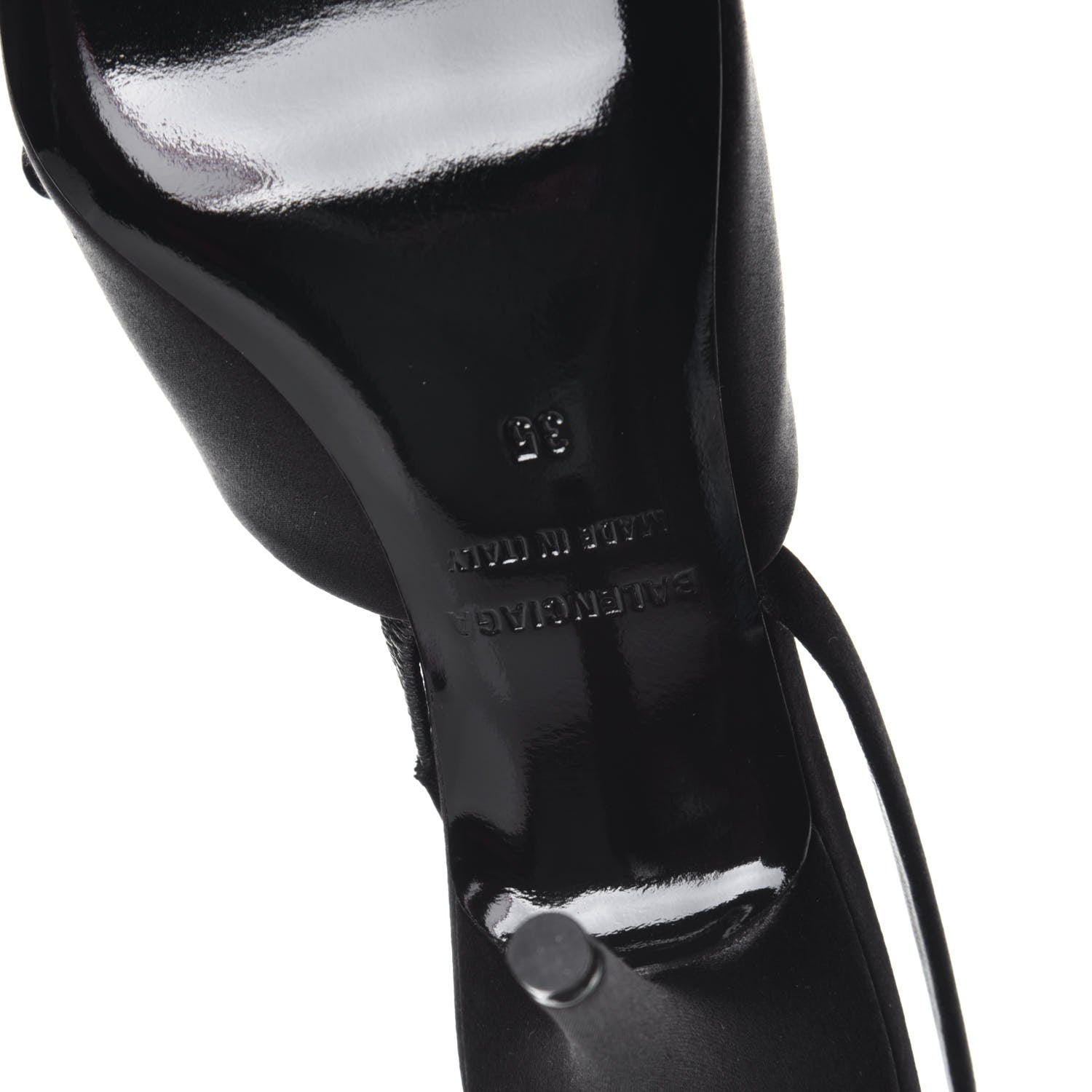Balenciaga Satin Pointed Toe Knife Slingback Mules 35 Black 6 of 7