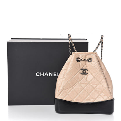 Chanel Aged Calfskin Quilted Small Gabrielle Backpack Beige Black 11 of 11