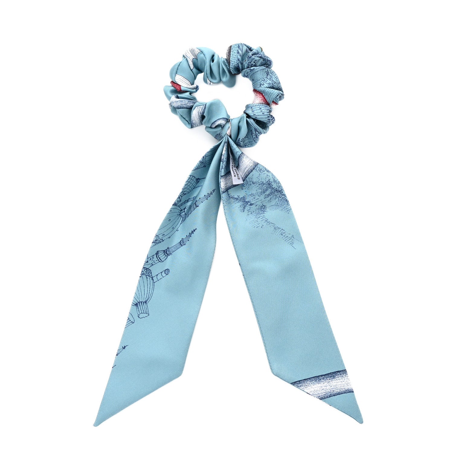 Hermes Silk Twilly Scrunchie Blue 2 of 4