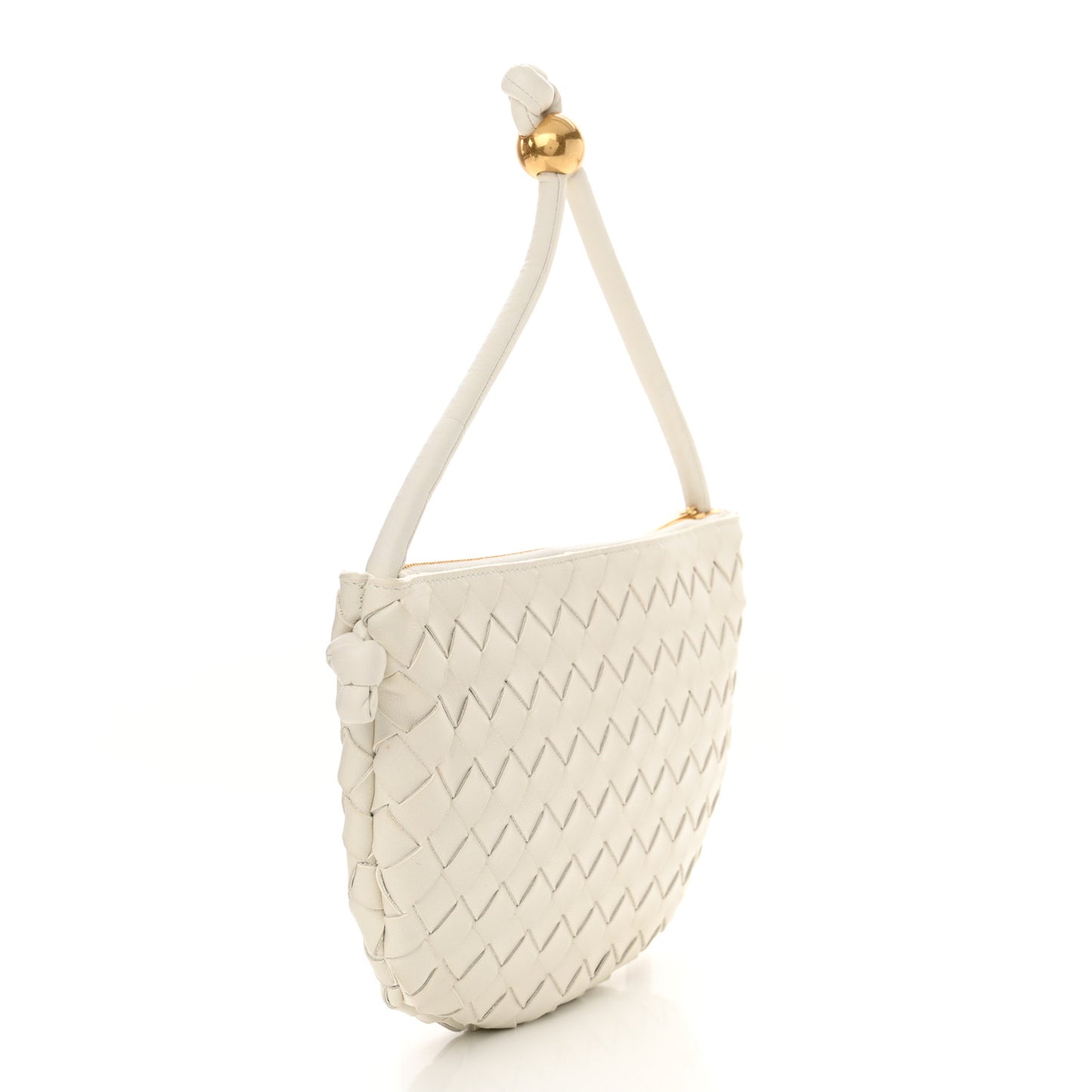 Nappa Intrecciato Medium Turn Pouch White