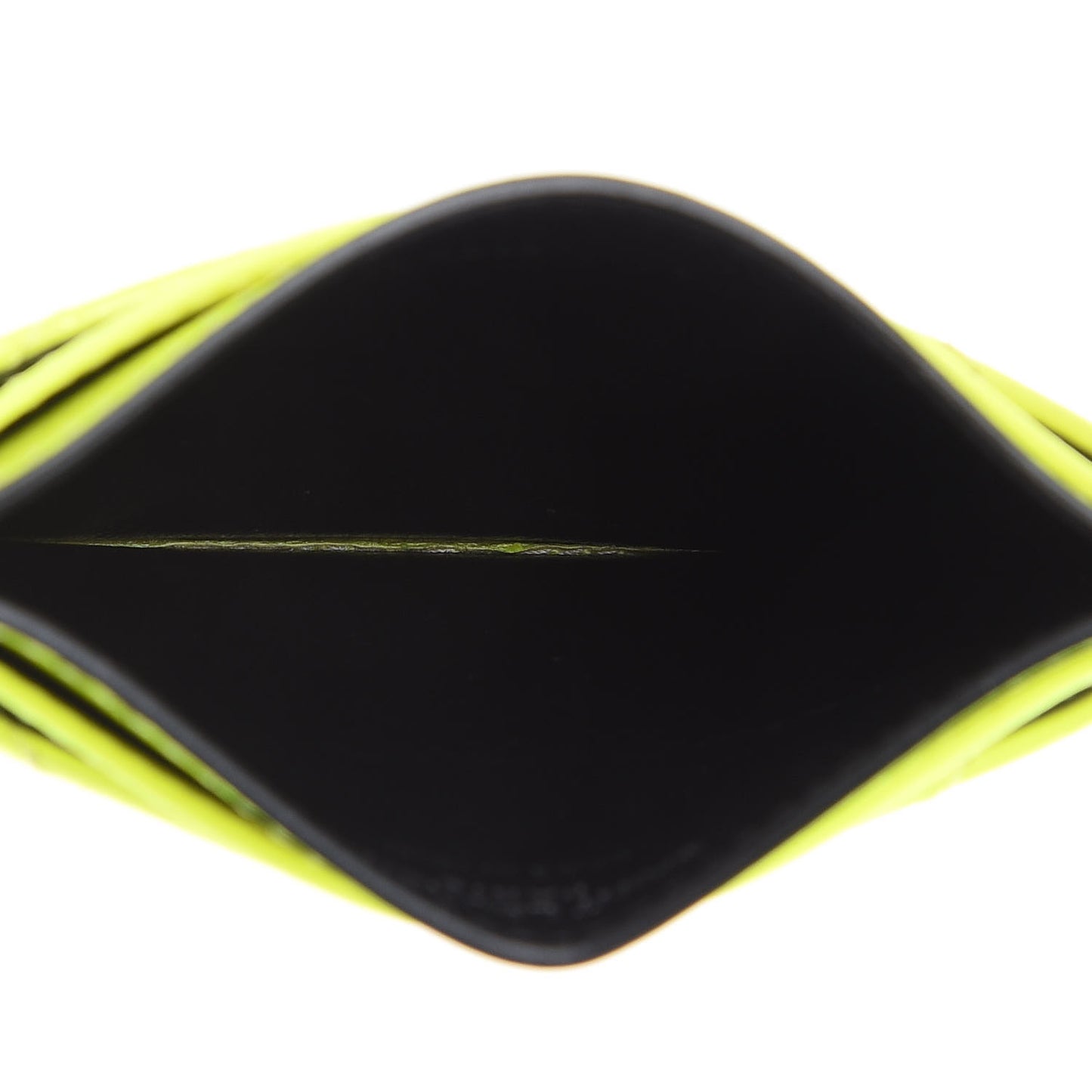 Patent Grain De Poudre Matelasse Chevron Monogram Credit Card Case Neon Yellow