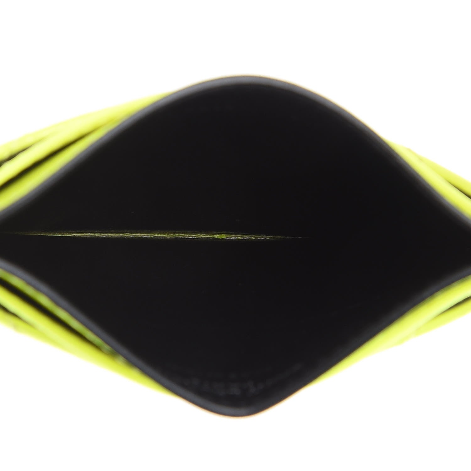 Saint Laurent Patent Grain De Poudre Matelasse Chevron Monogram Credit Card Case Neon Yellow 5 of 7