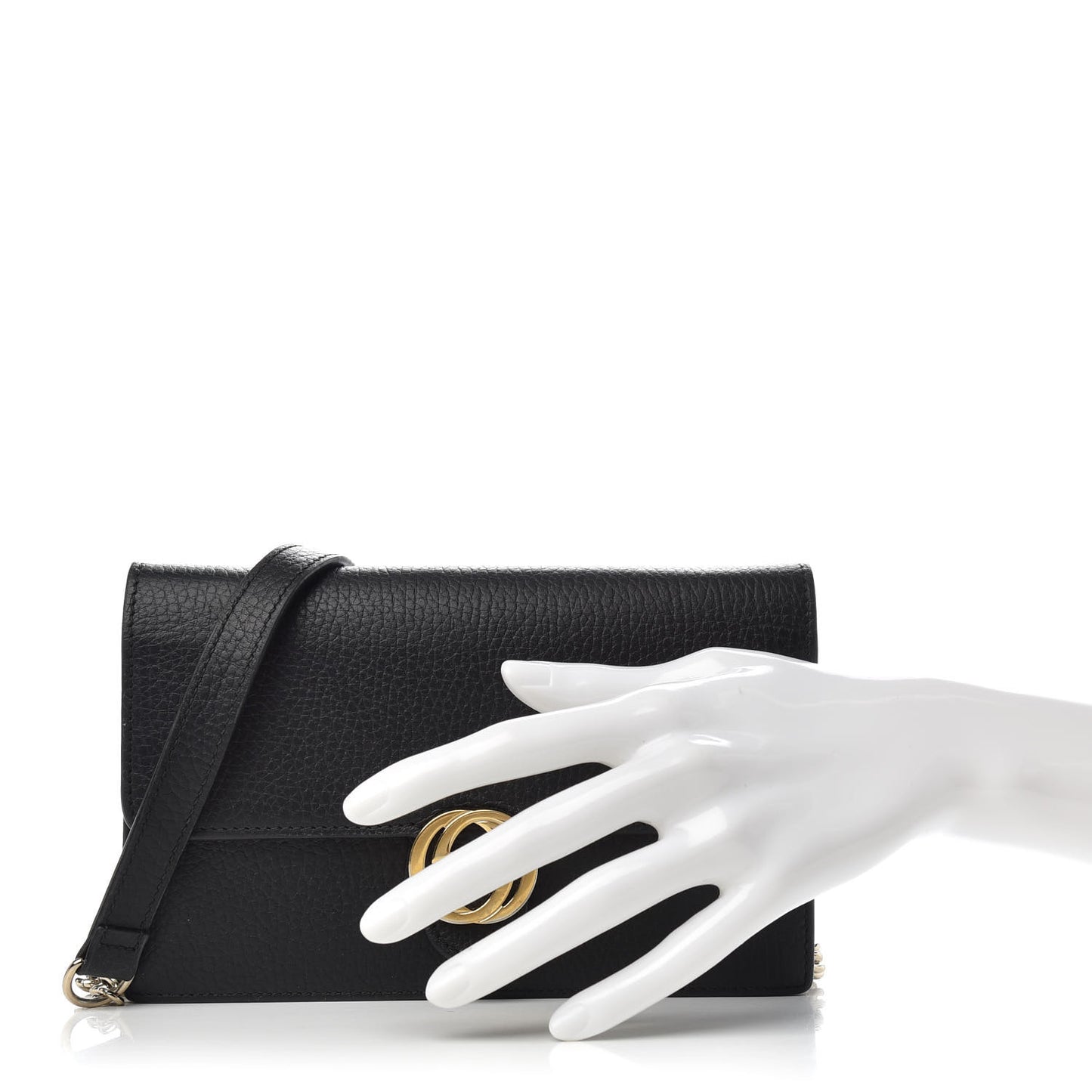 Dollar Calfskin Interlocking G Chain Wallet Black
