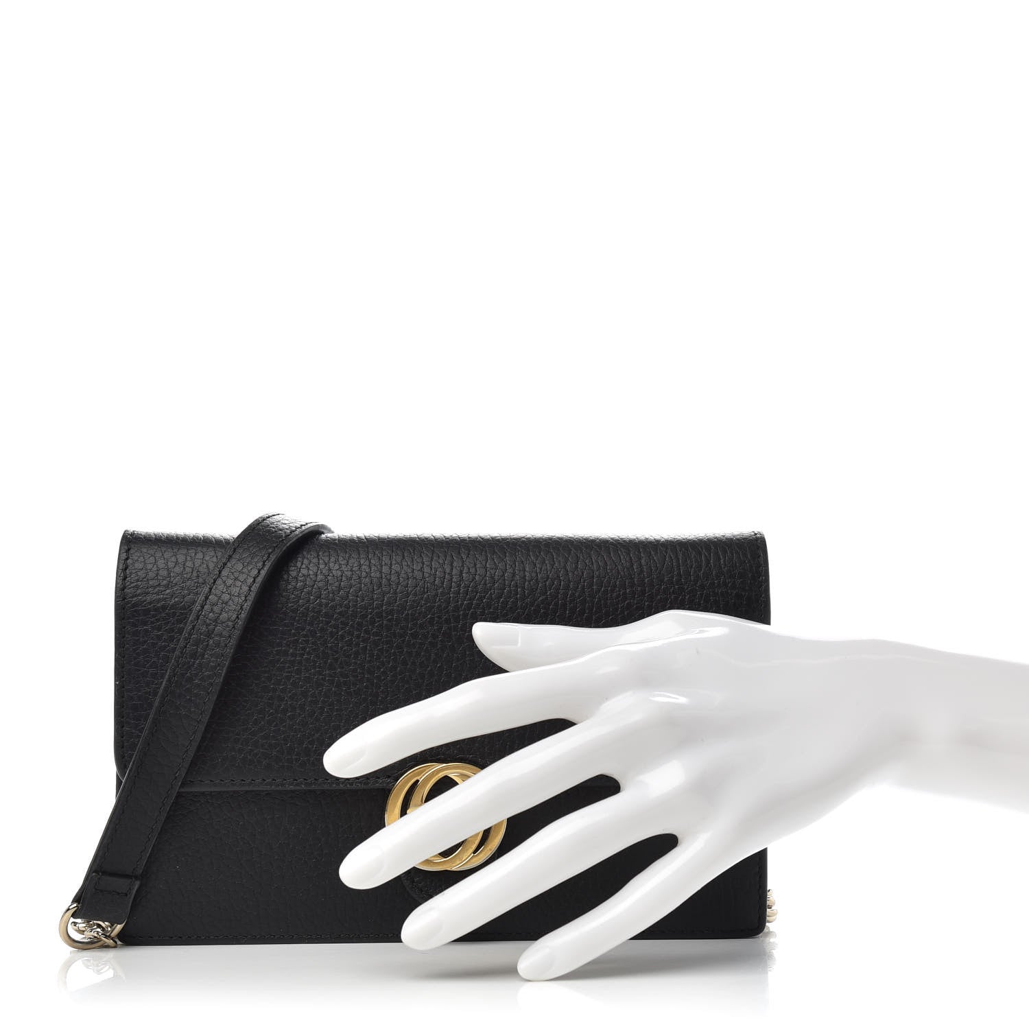 Gucci Dollar Calfskin Interlocking G Chain Wallet Black 2 of 6