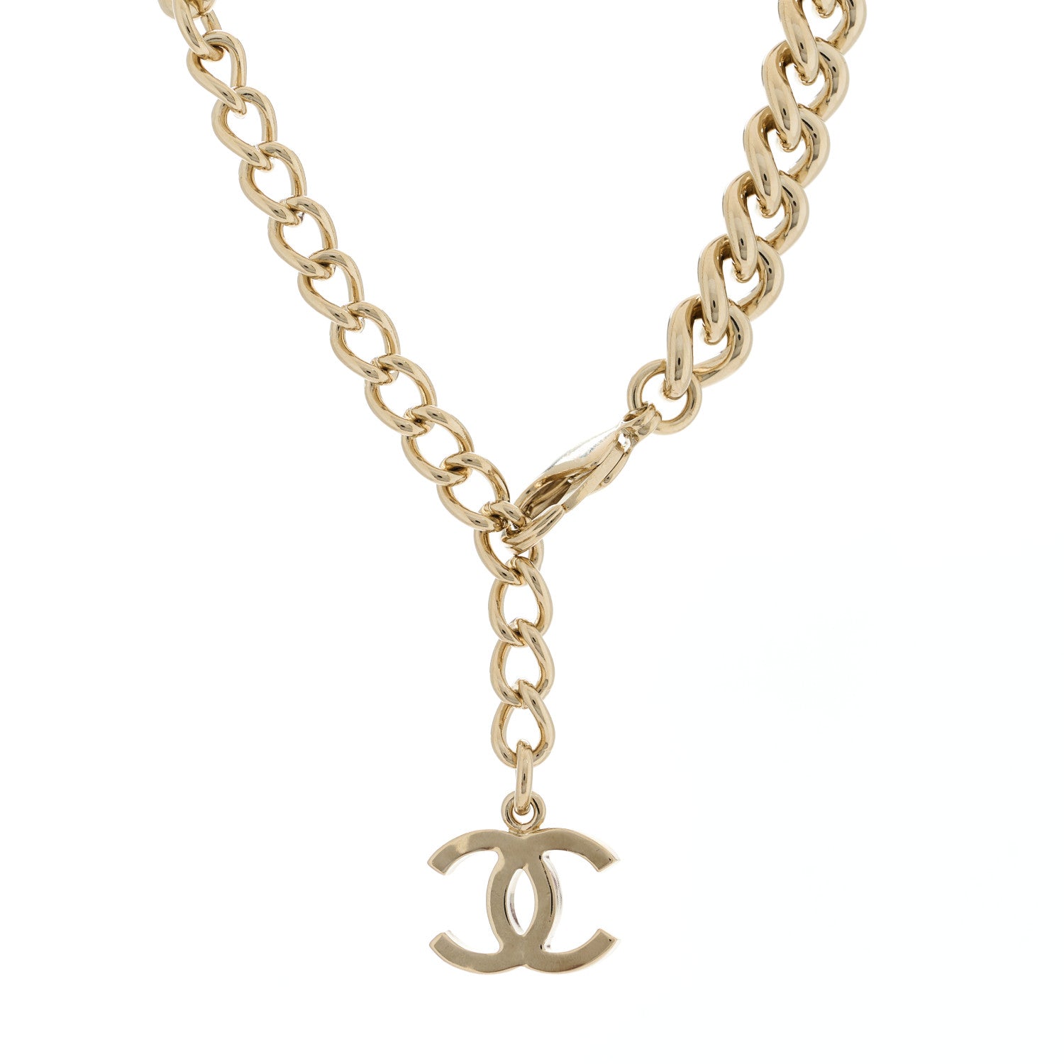 Chanel Metal Crystal Textured CC Star Chain Choker Necklace Gold 5 of 5
