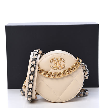 Chanel Lambskin Quilted 19 Round Clutch With Chain Beige 9 of 9