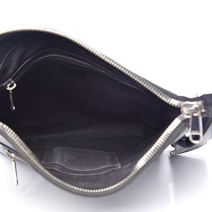Gucci GG Supreme Monogram Appia Calfskin Web Flat Messenger Bag Black Grey 4 of 13