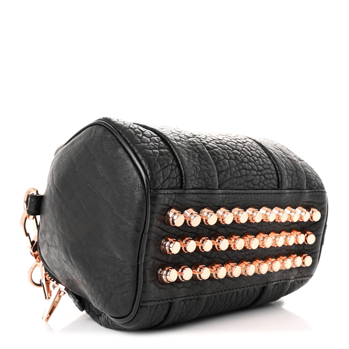 Pebbled Lambskin Mini Rockie Black Rose Gold Hardware