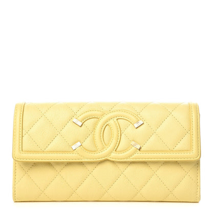 Chanel Caviar Timeless CC Large Gusset Flap Wallet Yellow 1 of 8