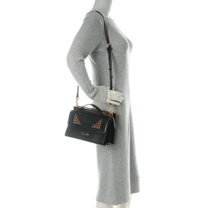 Fendi Vitello Elite Studded Monster Mini Demi Jour Shoulder Bag Black 2 of 8
