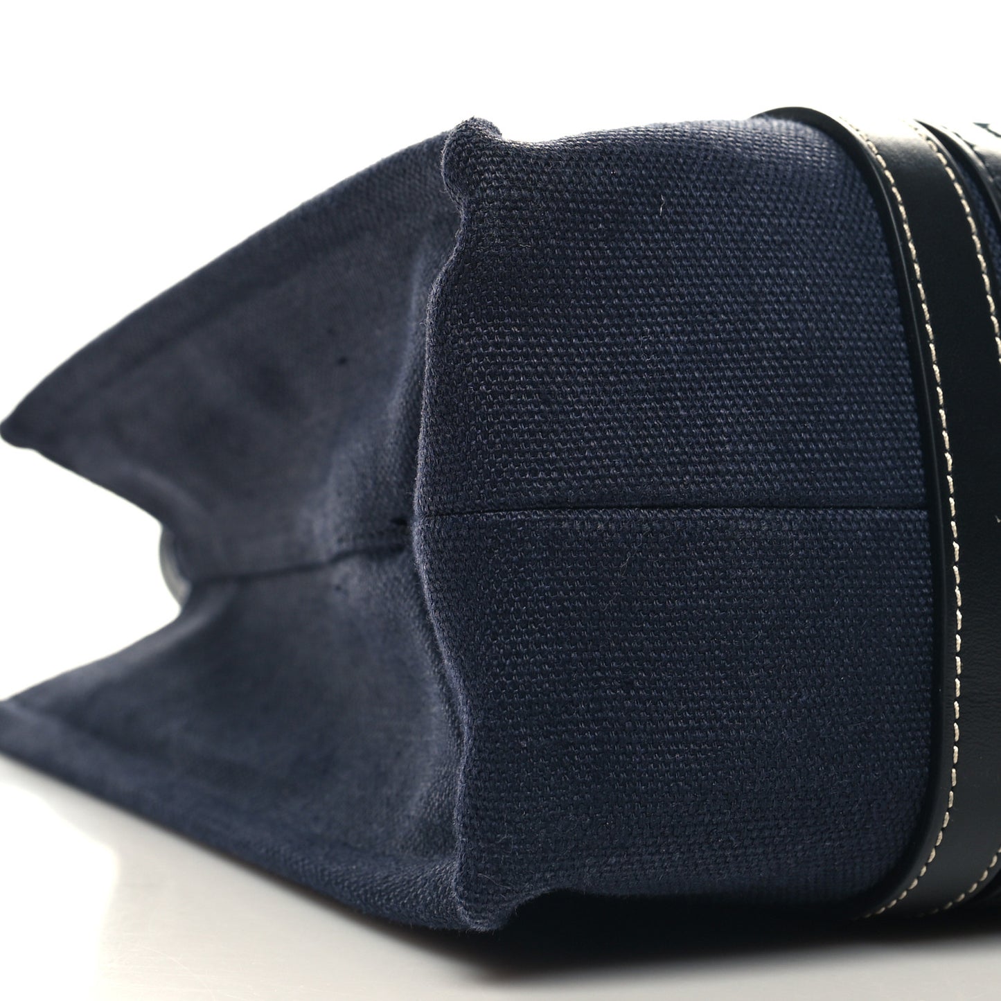Calfskin Linen Medium Woody Tote Deep Denim