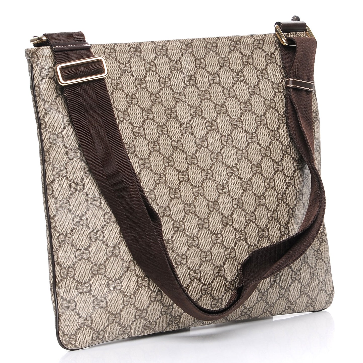 GG Supreme Monogram Medium Flat Messenger Bag Dark Brown