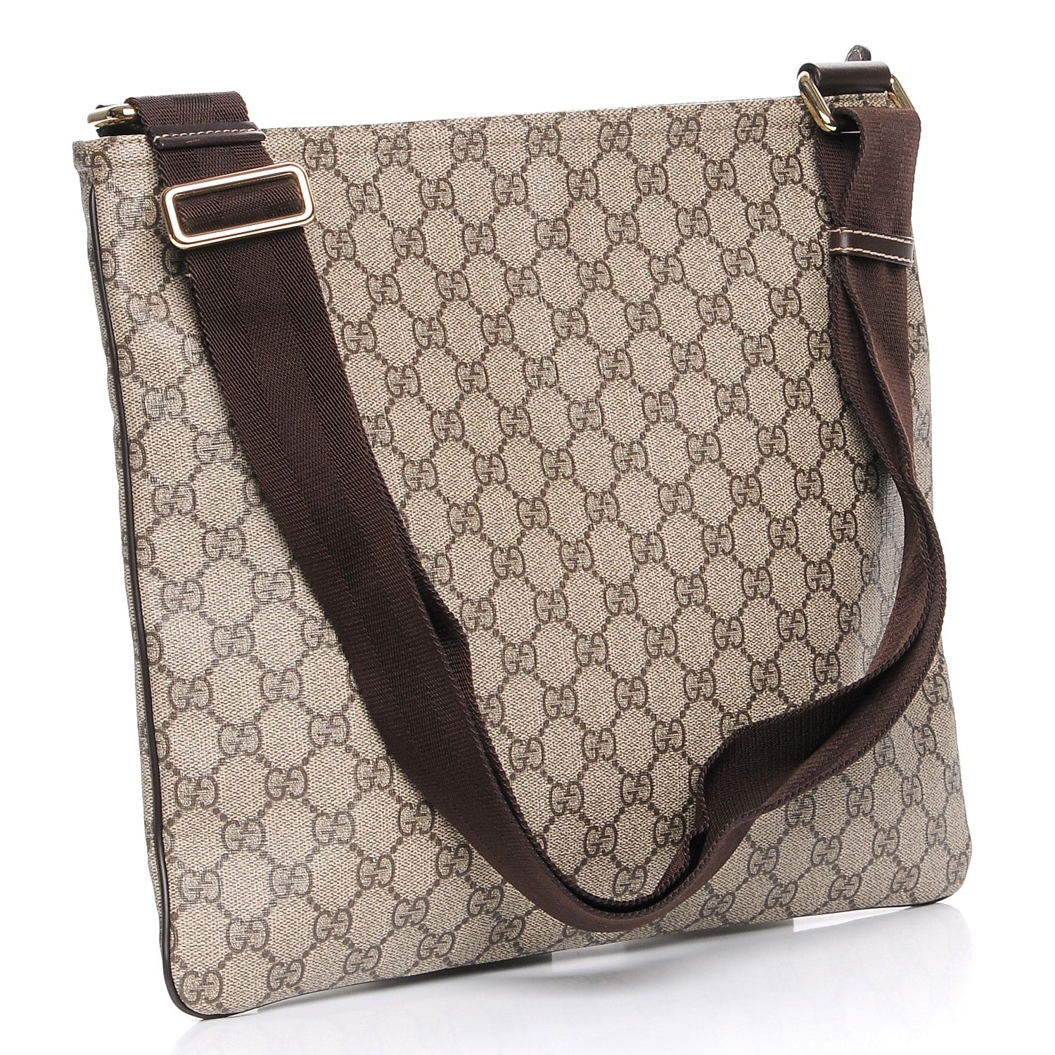 Gucci GG Supreme Monogram Medium Flat Messenger Bag Dark Brown 3 of 7