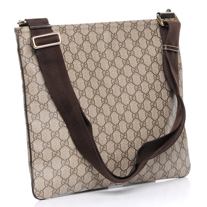 Gucci GG Supreme Monogram Medium Flat Messenger Bag Dark Brown 3 of 7