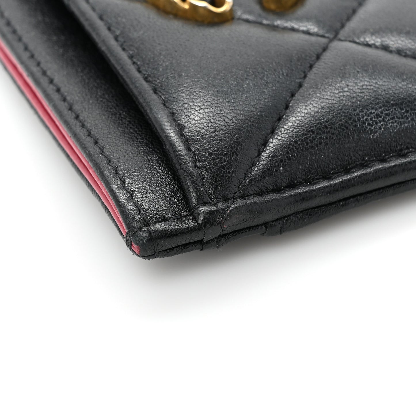 Lambskin Quilted Chanel 19 Card Holder Black