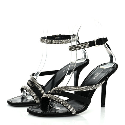 Louis Vuitton Suede Goat Rhinestone Appeal Sandals 37.5 Black 3 of 8